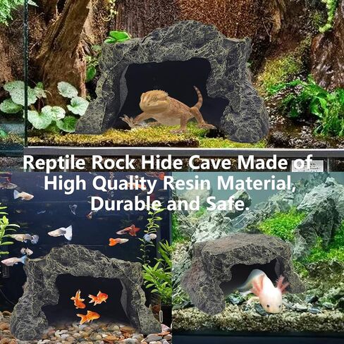 Reptile Rock Hideout Lizard Hide Cave Box Turtle Habitat Accessories for Spider Gecko Chameleon Bearded Dragon Snake in Saudi Arabia