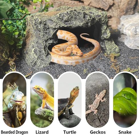 Reptile Rock Hideout Lizard Hide Cave Box Turtle Habitat Accessories for Spider Gecko Chameleon Bearded Dragon Snake in Saudi Arabia