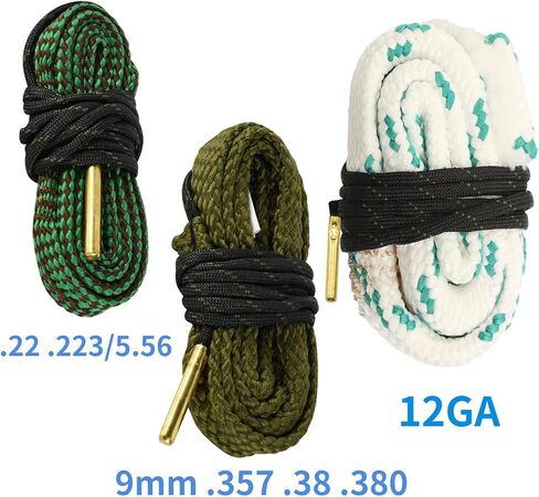 Miaozhun Bore Cleaner for Rifle Pistol Shotgun, Reusable Gun Snake Barrel Cleaning Rope for (.22 .223 5.56) (9mm .380 .357 .38) (.308 7.62mm 30-06 .30 .300 .303) (12GA) in Kuwait