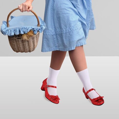 Red Shoes Red Dress Shoes for Women Glitter Heels Girls' Costume Footwear Princess Shoes for Yellow Brick Road with Socks in Saudi Arabia