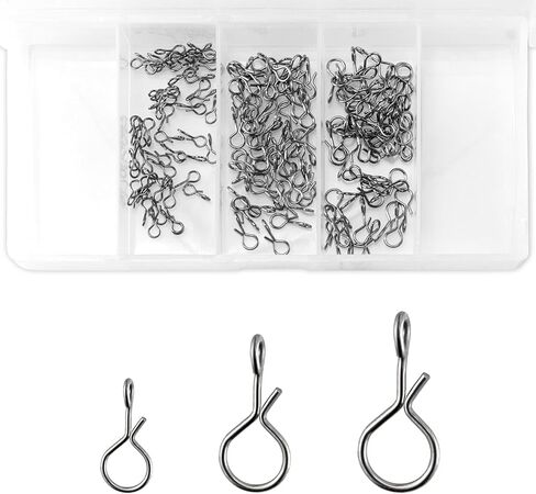 Alwonder 150PCS/Box Fly Fishing Snap, 5 Sizes Stainless Steel Quick Change Lure Snaps No Knot Snap Quick Snap Fast Snap Lure Connector for Jigs Lures Fishing Clips Swivels Fishing Tackle in Kuwait
