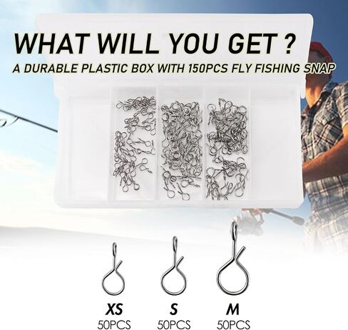 Alwonder 150PCS/Box Fly Fishing Snap, 5 Sizes Stainless Steel Quick Change Lure Snaps No Knot Snap Quick Snap Fast Snap Lure Connector for Jigs Lures Fishing Clips Swivels Fishing Tackle in Kuwait