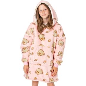 Pusheen Girls' Brown Blanket Hoodie with Embroidery Face for Cozy Days and Extra Warmth in Saudi Arabia
