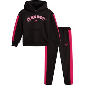 Reebok Toddler Girls 2-Piece Jogger Set - Fleece Hoodie & Sweatpants | Cozy Warmth Without Extra Weight, Stretch Waistband for All-Day Active Play, Handy Kangaroo Pocket for Everyday Layering in Saudi Arabia