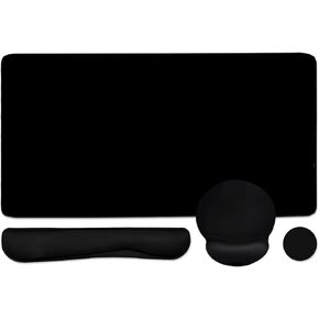 4-in-1 Gaming Mouse Pad Wrist Support Set，Desk Pad + Mouse Pad with Wrist Rest + Keyboard Wrist Rest + Coaster, Ergonomic Design for Home Office Study Game - Blue Marble