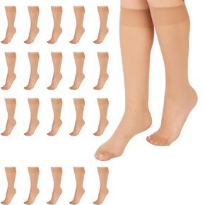 L'eggs womens L'eggs Everyday Women's Nylon Knee Highs Reinforced Toe - Multiple Packs Available Tights, Off Black 20-pack, One Size US in Saudi Arabia