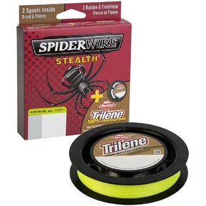 SpiderWire Stealth 8lb Braid + Trilene 100% Fluorocarbon Dual Spool, Hi-Vis Yellow/Clear, Superline Mono Equiv: 6lb in Kuwait