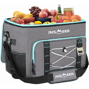 [2023 Upgrade] INSMEER Large Cooler Bag 90 Cans/55L, Insulated Soft Sided Cooler with Shoulder Strap, Collapsible Coolers, Portable Leakproof Lunch Cooler for Camping/Beach/Food Delivery/Picnic in Kuwait