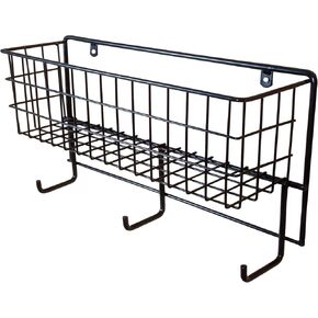 سلة سلكية سهلة الاستخدام ورف للخيول | منظم توريد الحظيرة | شديدة التحمل وسهلة التركيب | قابلة للنقل للعروض | مقاس السلة 5-1/2 عمق × 20 طول × 6 ارتفاع in Kuwait