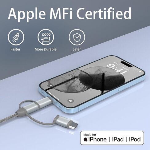MFi Certified 3 in 1 Multi Charging Cable 1Pack in Kuwait