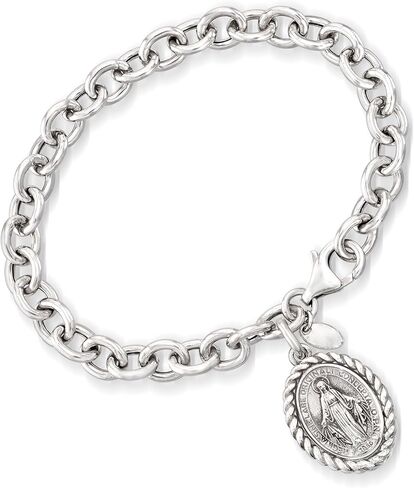 Ross-Simons Italian Sterling Silver Miraculous Medal Charm Bracelet. 7 inches in Saudi Arabia