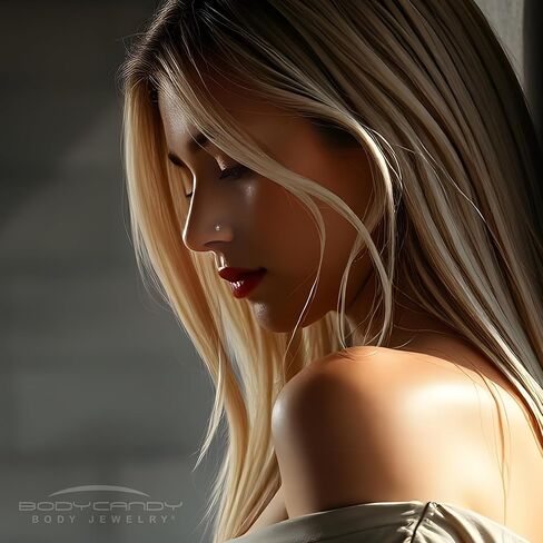 Body Candy 14k Gold L-Shaped Nose Ring with 1.5mm Diamond (0.015 cttw), Hypoallergenic Nose Jewelry - Handmade in USA, 20 Gauge 1/4 inch at Bend in Kuwait