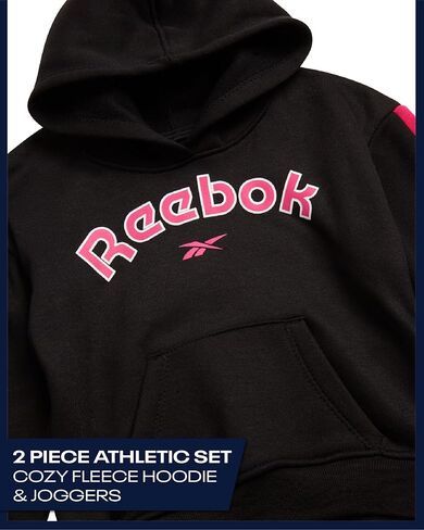 Reebok Toddler Girls 2-Piece Jogger Set - Fleece Hoodie & Sweatpants | Cozy Warmth Without Extra Weight, Stretch Waistband for All-Day Active Play, Handy Kangaroo Pocket for Everyday Layering in Saudi Arabia