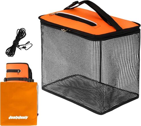 QualyQualy Floating Fish Basket, Fish Basket for Caught Fish, Fishing Holder Minnow Bucket Portable Collapsible Mesh Fishing Bait Storage Cage in Kuwait