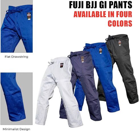 سراويل Fuji GI - سراويل جيو جيتسو البرازيلية للبالغين مع أربطة مسطحة - سراويل BJJ وG طويلة الأمد للتدريب والمنافسة، أبيض، مقاس A2 in Saudi Arabia