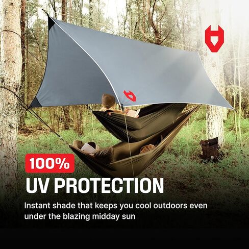 Rain Fly 10x10 Lightweight Survival Camping Tarp; 100% Waterproof; Makes a Great Backpacking Tarp or Hammock Shelter; Comes in Multiple Colors, Survival Bracelet Included; Grey in Kuwait