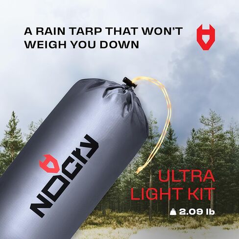 Rain Fly 10x10 Lightweight Survival Camping Tarp; 100% Waterproof; Makes a Great Backpacking Tarp or Hammock Shelter; Comes in Multiple Colors, Survival Bracelet Included; Grey in Kuwait
