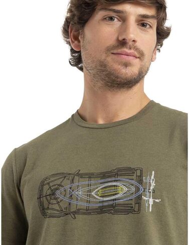تي شيرت رجالي من Icebreaker Merino بأكمام قصيرة برسوم جرافيكية، Loden Wonder، مقاس X-Large in Saudi Arabia