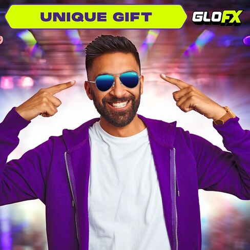 نظارات معدنية بنمط الطيار الطيار من GloFX - مرآة زرقاء - شبكة ثلاثية الأبعاد للالعاب النارية in Saudi Arabia