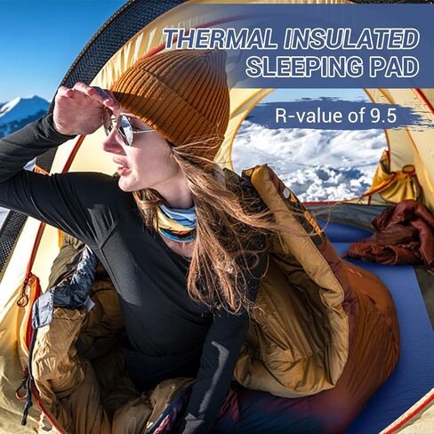 Elegear Self Inflating Sleeping Pad, 3.1" Ultra-Thick Memory Foam Camping Pad with Pillow Fast Inflating in 20s Insulated Camping Mattress Pad 4-Season Camp Sleeping Mat for Camping/Travel/Car/Tent in Kuwait