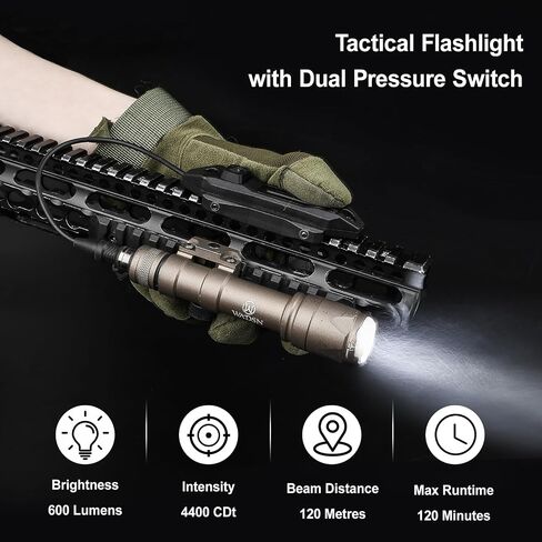 M300C Tactical Light, 400 Lumens Tactical Flashlight Weapon Light with Dual Pressure Switch for Constant/Momentary Modes, Fit for 20mm Picatinny Rail in Kuwait