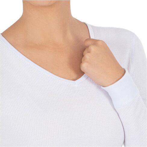 Fruit of the Loom Women's Micro Waffle Thermal V-Neck in Saudi Arabia