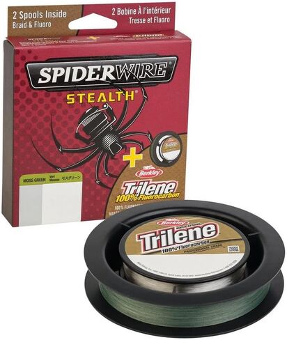 SpiderWire Stealth 8lb Braid + Trilene 100% Fluorocarbon Dual Spool, Hi-Vis Yellow/Clear, Superline Mono Equiv: 4lb in Saudi Arabia
