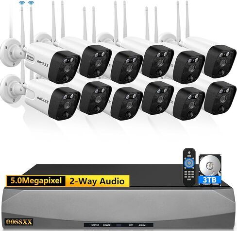 OOSSXX (5.0MP & 130° Ultra Wide-Angle) PIR Detection 2-Way Audio Dual Antennas Security Wireless Camera System Outdoor Wireless Security Camera, Home WiFi Surveillance Bullet Exterior Cameras in Saudi Arabia