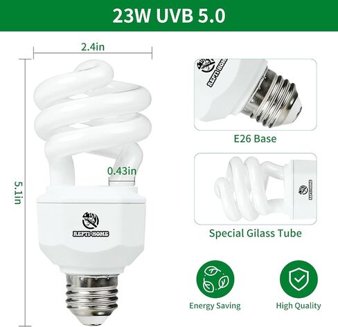 UVA UVB Reptile Light-15W 5.0,Tropical & Sub-Tropical Terrarium Compact Fluorescent Lamp,UVB Reptile Light Bulb for Snake,Chameleons,Iguanas in Saudi Arabia
