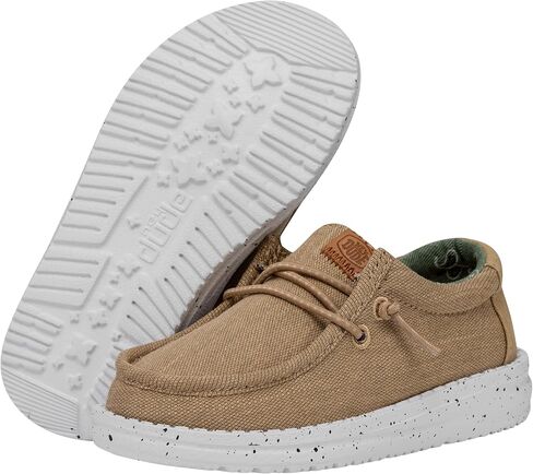 Hey Dude Wally Youth Washed Canvas Black Size 11 | Boy's Loafers | Boy's Slip On Shoes | Comfortable & Light Weight in Saudi Arabia