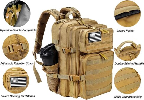 LHI Tactical Military Backpack for Men and Women 25L Army Assault Pack Bag Large Rucksack With Dual Cup Holders - Purple Camo in Kuwait