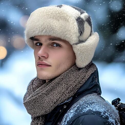 قبعات منفوخة للطقس البارد من CLAPE قبعة الصيادين قبعات شتوية دافئة للرجال قبعة Ushanka الروسية قبعة الطيار مع رفرف الأذن in Kuwait