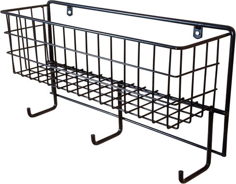 سلة سلكية سهلة الاستخدام ورف للخيول | منظم توريد الحظيرة | شديدة التحمل وسهلة التركيب | قابلة للنقل للعروض | مقاس السلة 5-1/2 عمق × 20 طول × 6 ارتفاع in Kuwait