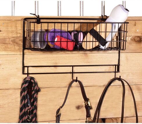 سلة سلكية سهلة الاستخدام ورف للخيول | منظم توريد الحظيرة | شديدة التحمل وسهلة التركيب | قابلة للنقل للعروض | مقاس السلة 5-1/2 عمق × 20 طول × 6 ارتفاع in Kuwait