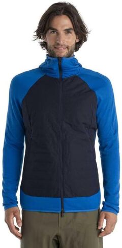 Icebreaker Merino Men's Standard Quantum Hybrid Long Sleeve Full-Zip Hooded Jacket, Lazurite/Midnight Navy, X-Large in Saudi Arabia