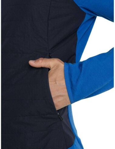 Icebreaker Merino Men's Standard Quantum Hybrid Long Sleeve Full-Zip Hooded Jacket, Lazurite/Midnight Navy, X-Large in Saudi Arabia