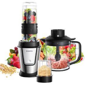 خلاط يدوي بيولوميكس 5 في 1، 1000 وات، 6 سرعات مع وضع التربو، خلاط محمول باليد، شفرة من الفولاذ المقاوم للصدأ مع مفرمة 800 مل، دورق خلط 600 مل، خفاقة ورغوة الحليب in Kuwait