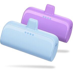 [2 Pack]Mini Portable Charger for iPhone 5200mAh,20W PD Fast Charging Power Bank for iPhone, Ultra-Compact Battery Pack Travel Portable Phone Charger Compatible with iPhone 14 13 12 11 X 8 7 6 Series