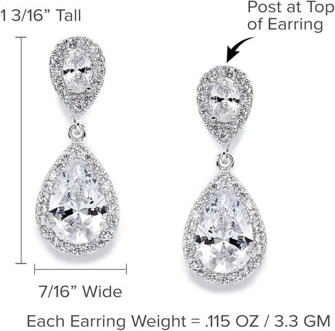 Mariell Clip-On Cubic Zirconia Crystal Teardrop Dangle Bridal and Wedding Earrings, Non-Pierced Earring Style, CZ Jewelry for Brides, Bridesmaids, Homecoming, Prom and Everyday Wear in Saudi Arabia