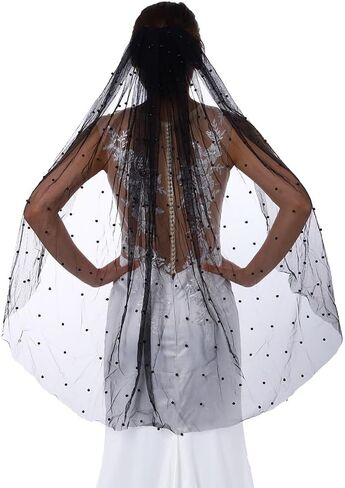 Ursumy Pearl Wedding Veils Flower Cathedral Bridal Veil 118’’ Veils for Brides 1 Tier Fingertip Length Drop Veil Hair Comb (Cathedral Length:300 * 150cm/118 * 59in, Ivory) in Kuwait