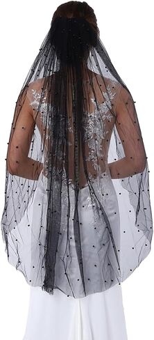 Ursumy Pearl Wedding Veils Flower Cathedral Bridal Veil 118’’ Veils for Brides 1 Tier Fingertip Length Drop Veil Hair Comb (Cathedral Length:300 * 150cm/118 * 59in, Ivory) in Kuwait