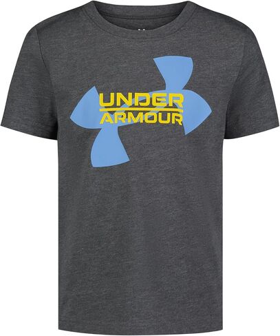 قميص للأولاد بأكمام قصيرة من Under Armour، رقبة مستديرة، خفيف الوزن وجيد التهوية، مموه باللون البرتقالي in Saudi Arabia