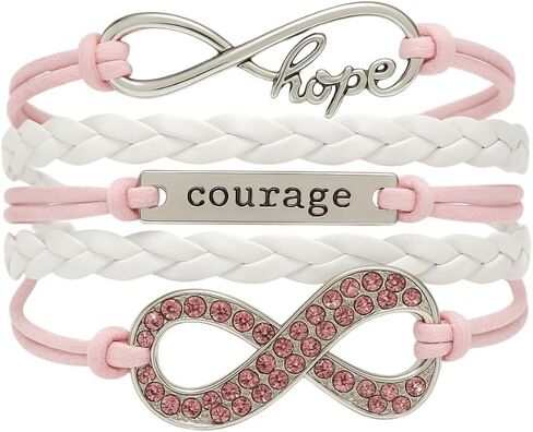 Infinity Collection Breast Cancer Fighter Bracelet, Womens Cancer Awareness Charm Jewelry, Pink Ribbon, Caner Survivor Gift in Saudi Arabia