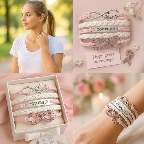 Infinity Collection Breast Cancer Fighter Bracelet, Womens Cancer Awareness Charm Jewelry, Pink Ribbon, Caner Survivor Gift in Saudi Arabia