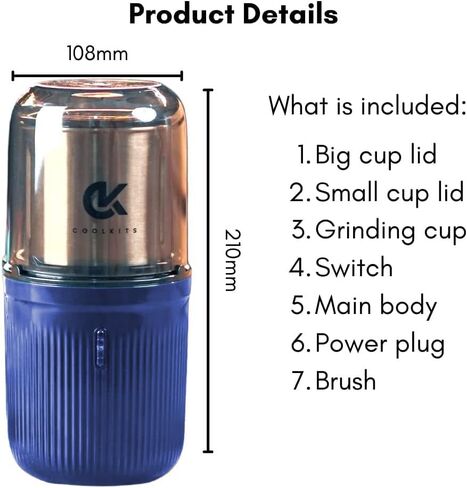 COOLKITS Coffee Grinder [ 170g / 5.7 OZ ], Shockproof Herb Grinder,Spice grinder with 304 Stainless Steel Removable Bowl and Sharp Blades, Espresso Grinder, Fast and reliable. in Saudi Arabia