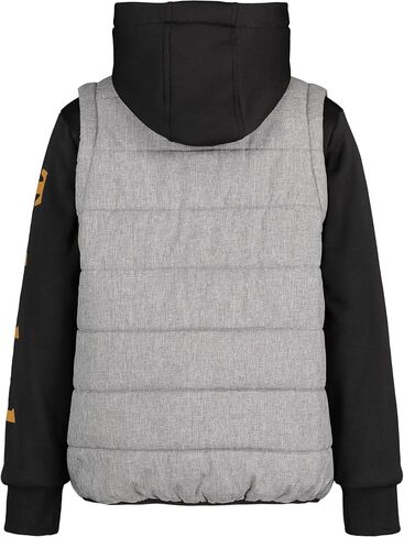 Timberland Boys' Quilted Fleece Hybrid Jacket, Black, 8 in Saudi Arabia