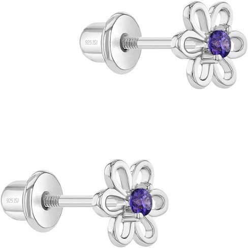925 Sterling Silver CZ Flower Earrings for Young Girls - Hypoallergenic Screw Back Girls Earrings with 7mm Flower Design - Lightweight Safety Screw Back Earrings for Toddlers & Kids in Saudi Arabia
