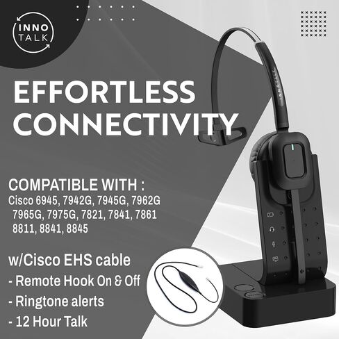 INNOTALK Wireless Headset Compatible with Cisco 6945 7942G 7945G 7962G 7965G 7975G 7821 7841 7861 8811 8841 8845 Phone (Pioneer) in Kuwait