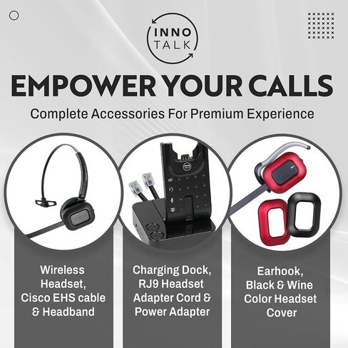 INNOTALK Wireless Headset Compatible with Cisco 6945 7942G 7945G 7962G 7965G 7975G 7821 7841 7861 8811 8841 8845 Phone (Pioneer) in Kuwait