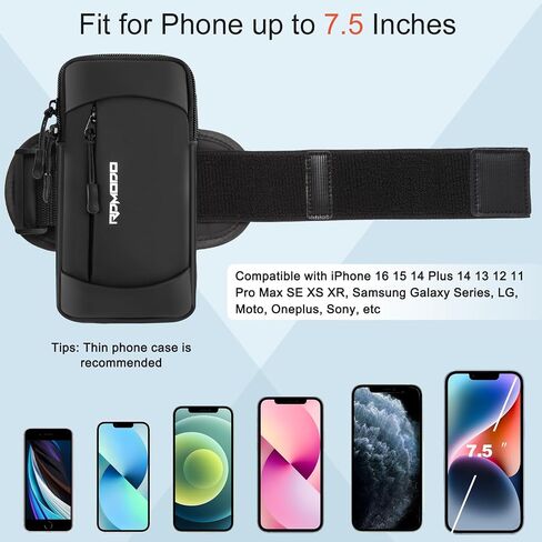 RDMODO Running Armband Phone Holder with Crossbody Shoulder Bag, Phone Arm Bands for iPhone 12 13 14 Samsung Galaxy S23 S22 Up to 6.7 Inch, Sweatproof Arm Bag for Running Jogging (Crossbody Bag Blue) in Saudi Arabia